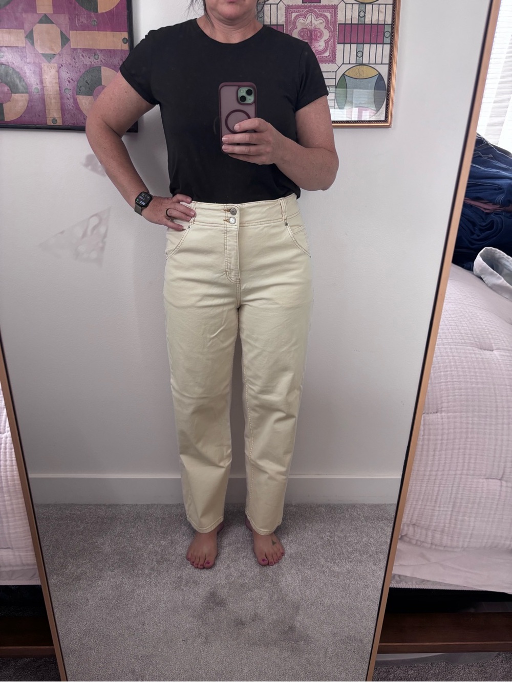Banana Republic High-Rise Straight Leg Jeans in Cream